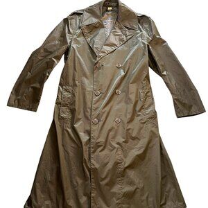 Vintage US Military Rain Coat Man's Size 38 Reg Nylon Rubber Coated Green Trench